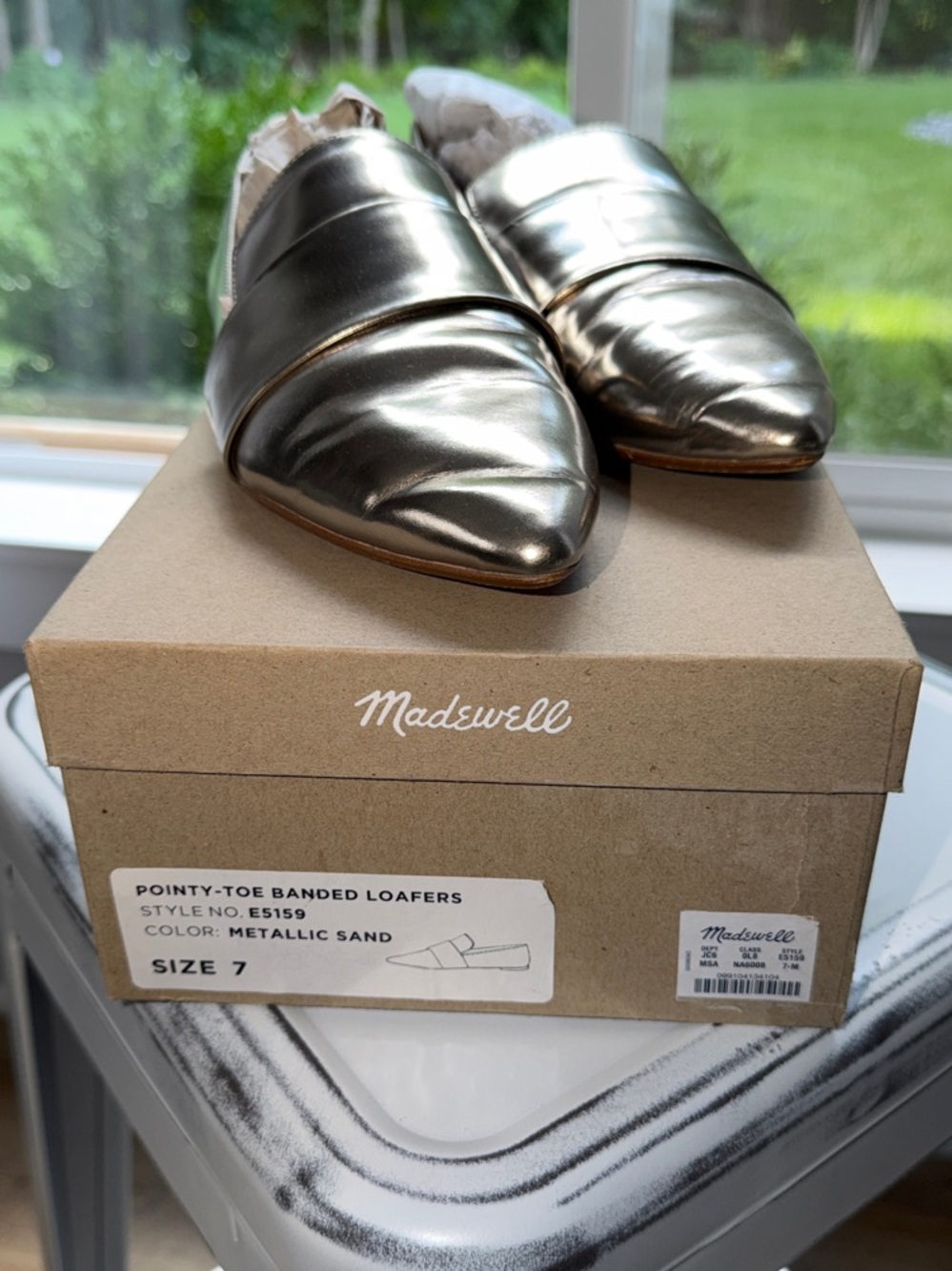 Madewell Metallic Metallic Sand Pointed Banded Loafers-7